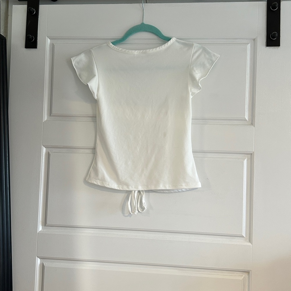 Livi White Ruched V-Neck Tee - Picture 2 of 3